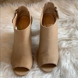 Cream peep toe booties